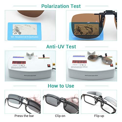 WANGLY Polarized Unisex Clip on Flip up Sunglasses over Prescription and Reading Glasses Frames
