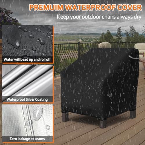 STARTWO Patio Outdoor Chair Covers, Outdoor Furniture Covers Waterproof adapter for Lawn Lounge Seat, Wicker, Swivel, Adirondack, Rocking Chairs, 1 Pack 32"L x 37" W x 36"H inch, Black