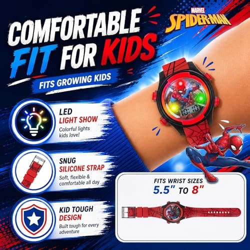 Marvel Spider-Man Kids Watches – Digital Display, Interactive Features, Adjustable Strap, Vibrant Spider-Man Graphics, Durable for Active Kids B073VBBX59