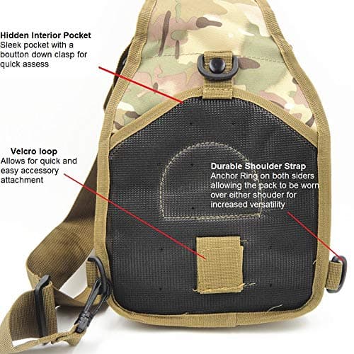 FAMI Outdoor Tactical Bag Backpack, Military Sport Bag Pack Sling Shoulder Backpack Tactical Satchel for Every Day Carry (CP)