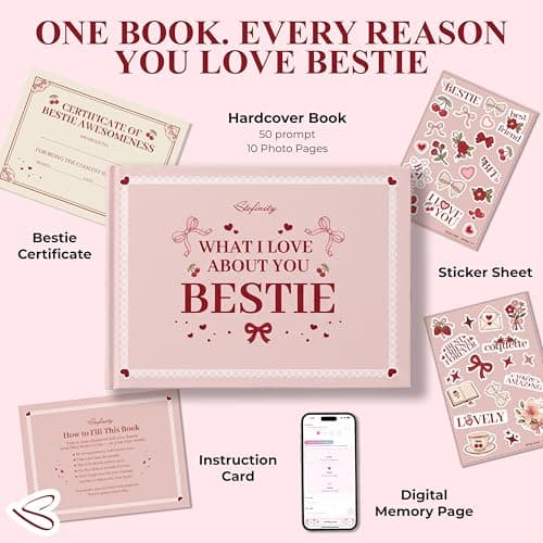 Customized Bestie Book, Friendship Gifts For Women Birthday, Personalized Christmas Gift for Best Friends What I Love About You Bestie Gifts, Fill In The Blank Book For Best Friends B0GTTKBPBX