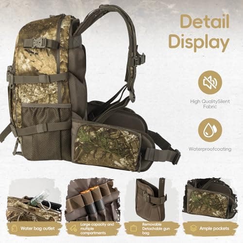 BLISSWILL Hunting Backpack Hunting Day Pack with rifle holder Hunting Gear Accessories gift for men(Timbreon camo)