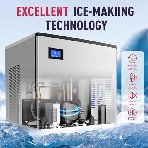 Commercial Ice Maker Machine 500LBs/Day with Filter, 250LBs Storage Bin, SECOP Compressor&ETL Approval Industrial Ice Machine, Auto-Cleaning, Ice Ready in 8-20mins, Cafe/Bar/Business/RST.