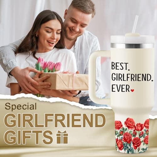Anniversary, Christmas, Valentines Day Gift Ideas for Her - 40oz Travel Cup Insulated Tumbler with Lid & Straw Gifts for Girlfriend - Girlfriend Birthday Gifts for Women B0FVDQHKY6