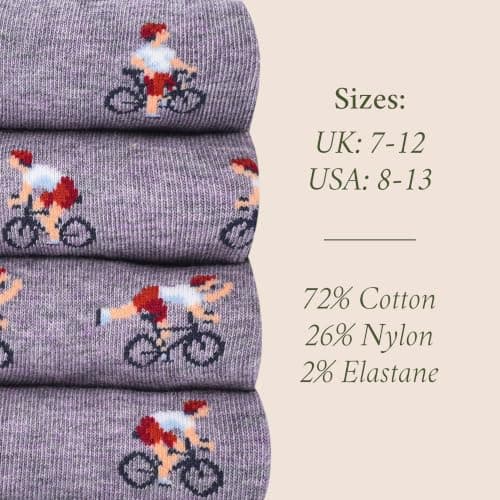1 x Pair, Size 8-13, Purple, Premium Cotton Blend - Cycling Gift for Dad, Boyfriend & Bike Enthusiasts - The Athletic Gent The Sunday Cyclist Socks - Funny Cycling Socks - Fun Cycle Gift for Men B0H4HRDMP5