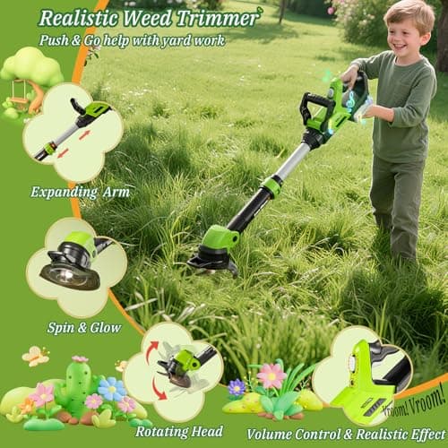 Kids Toy Tool Set, 3-IN-1 Power Garden Lawn Tools with Sounds & Lights, Volume, Toy Weed Wacker, Leaf Blower&Hedge Trimmer, Outdoor Play Toy Tools, Christmas Birthday Gifts for Boy Toys 3 4 5 6 7 8+ B0FJ262MMT