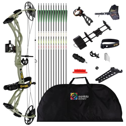 Sanlida Dragon X9 Ready to Hunt Compound Bow Package for Adults, Archery Compound Bow and Arrow Set, 0-70 Lbs Draw Weight, No Bow Press Needed, Limited Life-time Warranty, RH Only