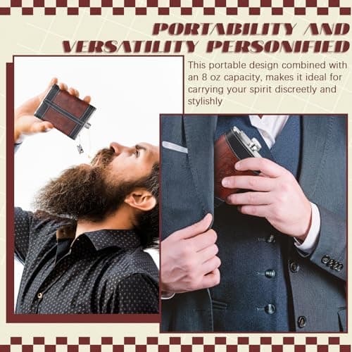Hip Flask with Funnel, Groomsmen Wedding Birthday Gift Occasions, Custom Whiskey Alcohol Bottle for Dad Grandpa Liquor Baderke Leather 8 oz Flask for Men Groomsmen Gift, Black, Brown, Letter B B0CTTMJWGT