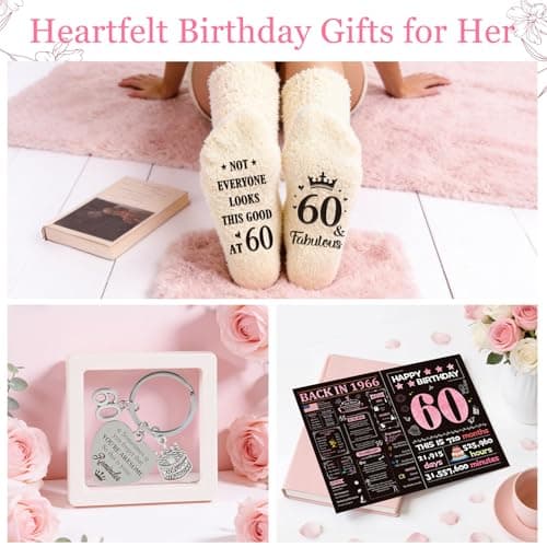 60th Birthday Gifts for Women, Vintage 1966 Happy 60th Birthday Gifts Basket for Women Unique Gift Ideas for 60 Year Old Female, Mom, Wife, Grandma, Sister, Funny Bthday Gift Turning 60 Year Old B0FY6H2DNV