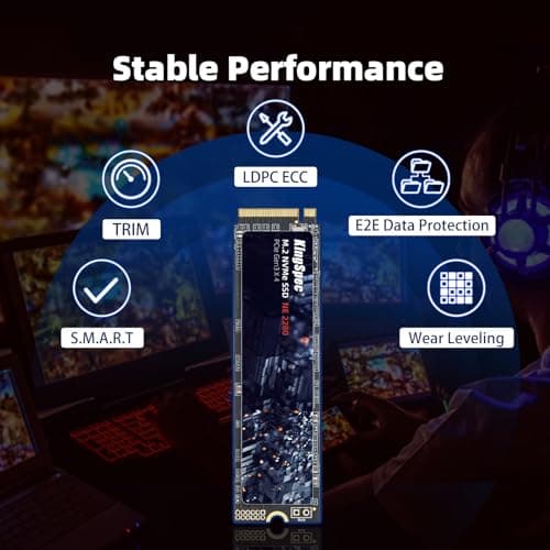 KingSpec SSD 256GB, M.2 NVMe Gen3x4 SSD 2280 - Up to 2400MB/s, Internal Solid State Drive with 3D NAND Flash, Compatible with Desktop and Laptop
