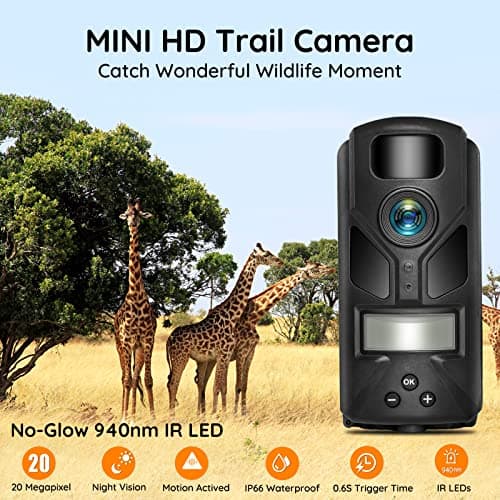 20MP MINI Trail Camera,1080P Hunting Trail Camera with No Glow 940nm Night Vision Motion Activated IP66 Waterproof,80ft Illumination Range Hunting Game Cam for Wildlife Monitoring