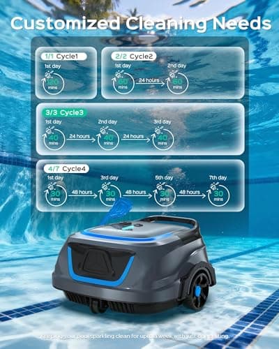WYBOT A1 Robotic Pool Cleaner – Dual-Layer Filtration, Strong Suction, 130-Min Runtime, Cordless Pool Vacuum for Above-Ground & Flat Pools up to 1,100 Sq. Ft., 4 Cleaning Modes (Darkgrey)