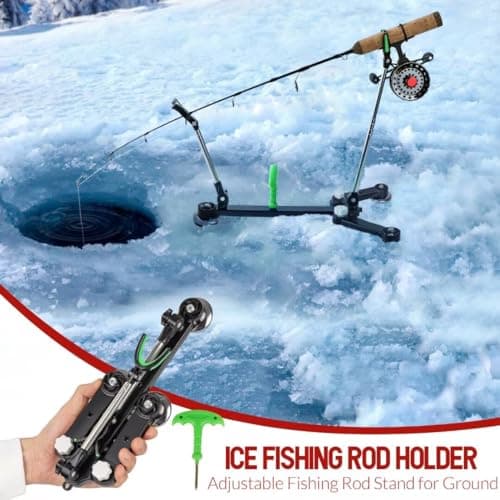 QualyQualy Ice Fishing Rod Reel Combo Complete Set Ice Fishing Gear with Backpack Seat Ice Cleats Ice Fishing Jigs Line Full Ice Fishing Kit 24" 26"