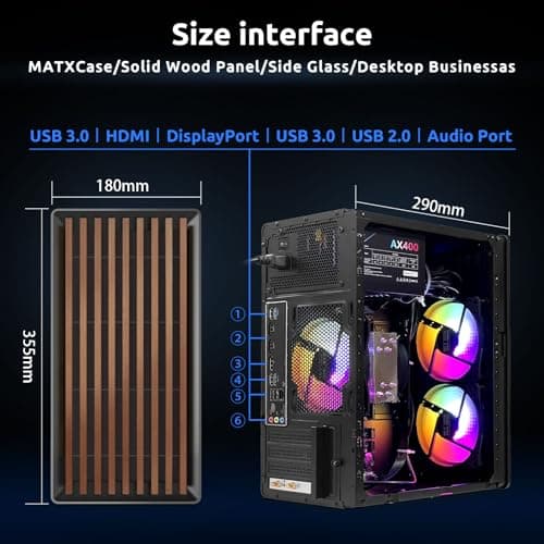 Desktop Computer Tower PC, Intel Core i7-4770-3.4GHz, 16GB DDR3 RAM, 512GB SSD Hard Drive, RGB Fan x 3, Wi-Fi 6.0, USB 3.0, HDMI, Windows 11 Home or Office