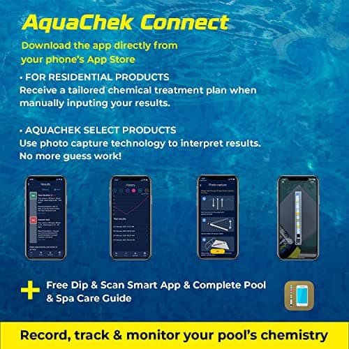 AquaChek Yellow 4-Way Pool and Spa Test Strips - 50 Yellow Test Strips - Swimming Pool Test Strips For pH, Free Chlorine, Total Alkalinity, and Cyanuric Acid - Quick and Accurate Results - Testing Kit