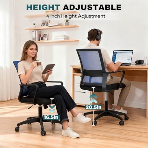 PayLessHere Gaming Chair Ergonomic Computer Chair Office Chair Video Game Chairs with Lumbar Support Desk Chair Armrest Mid Black Cushion Swivel Rolling Chair with Wheels for Home Office (Blue)
