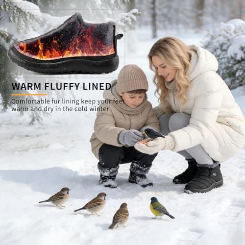HARENCE Snow Boots for Women Winter Boot with Comfortable Warm Fur Lined Ankle Booties Outdoor Slip On Waterproof Short Boots