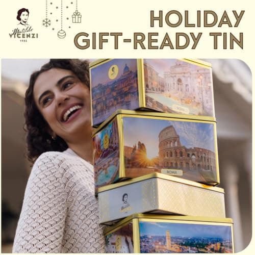 Matilde Vicenzi Roma Cookie Gift Tin - Italian Pastries & Cookies in Individually Wrapped Trays - Bakery Dessert Gifts For Birthdays, Thank You, Get Well and Every Special Occassion - Puff Pastry, Assorted Cookies in Italian Design Gift Tin 32.5oz (920g)