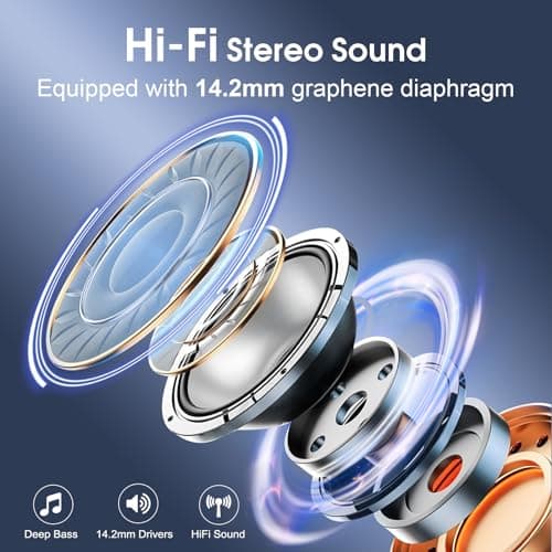 Wireless Earbuds 75hrs Bluetooth 5.4 Headphone Sport, 2025 Bluetooth Earbuds Stereo Deep Bass Over Ear Bud with Earhooks, ENC Noise Cancelling Mic, IPX7 Waterproof Earphone for Workout/Running