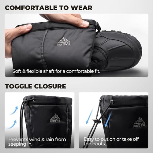 NORTIV 8 Men's Waterproof Winter Snow Boots Insulated Fur Liner Lightweight Outdoor Tall Boots