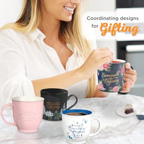 Christian Art Gifts Blue Floral Ceramic Coffee Mug – 14 oz. Microwave and Dishwasher-safe Inspirational Scripture Coffee and Tea Mug for Friends with Bible Verse: A Sweet Friendship – Proverbs 27:9