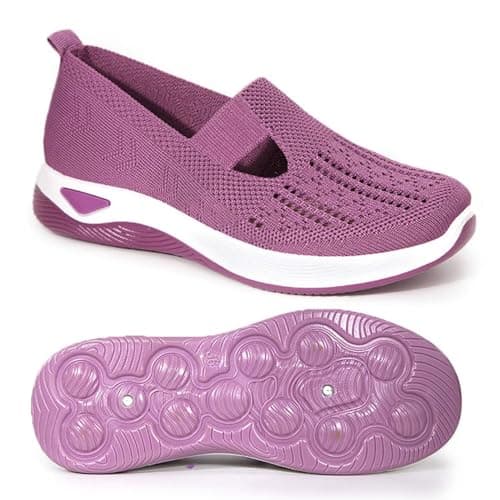 EURO JOY Orthopedic Walking Shoes for Women,2025 New Orthowalkway Womens Shoes,Woven Orthopedic Breathable Walking Sneaker Non-Slip Arch Support Slip on Shoes