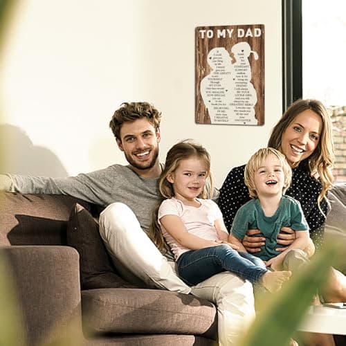 Gifts for Dad from Daughter Wife,12x8Inch Metal Tin Sign Novelty Vintage Plaque Decorative Gifts for Dad Husband,Meaningful Christmas Anniversary Birthday Father's Day Presents for Daddy Stepfather