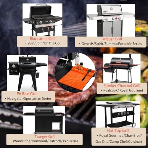 Silicone Griddle Tools Mat for Blackstone Weber Traeger Pit Boss - Side Shelf Spatula Mat with Drip Pad - Flat Top Grill Smoker Accessories for BBQ, Kitchen, Cooking, Countertop(Orange)