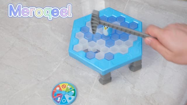 Save Penguin Break Ice Frozen Game for Kids, Meroqeel Protect The Iceberg Dont Let Penguins Trap on Ice Icebreaker Board Games Toy for Adults Family Childrens Kid Ages 4-8 with Cubes and Hammer