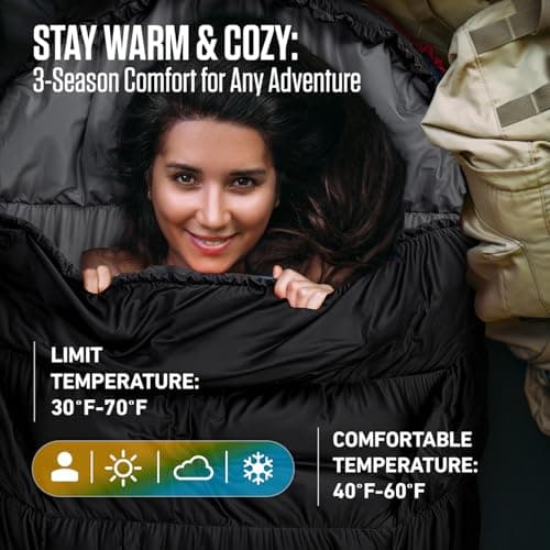 VENTURE 4TH Backpacking Sleeping Bag – XXL, Double and Single Sizes - Lightweight Warm & Cold Weather Sleeping Bags for Adults, Kids & Couples – Ideal for Hiking, Camping & Outdoor Adventures