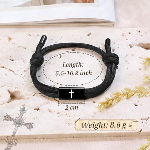 PEALICIOUS Cross Bracelet for Boys, Joshua Birthday Son Gifts for Teens B0FK4PJ31K