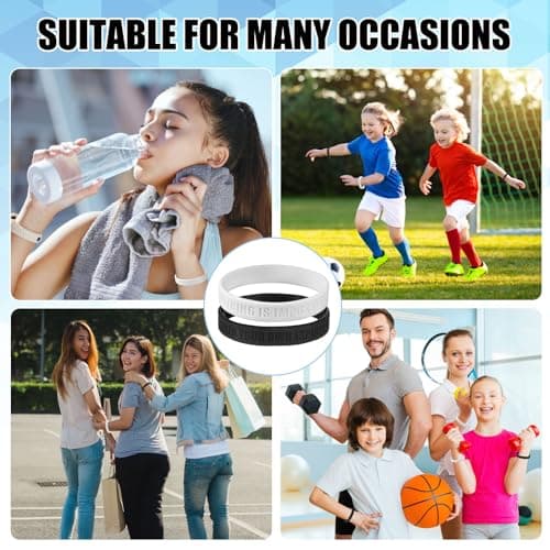 Tondiamo Nothing is Impossible, Exceed Your Own Expectations Motivational Silicone Wristbands Inspirational Rubber Bracelet Stretch Inspirational Bracelets Bulk for Sports Party Supplies