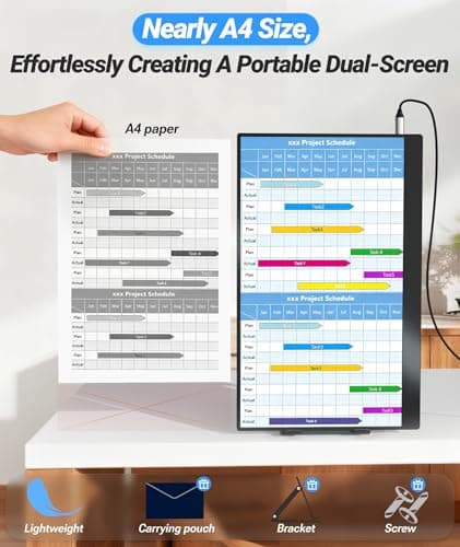 Ingnok Portable Monitor, Ultra Slim 15.6 Inch FHD IPS Laptop Screen Extender with Adjustable Stand, USB C Compatible, Ideal for Travel and Office