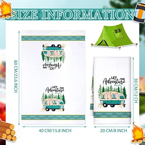 Bonfire Tent Car Tea Towels 24 x 16 Inches with Funny Sayings Novelty Gifts for Rv Campers Camping Accessories Boyiee Set of 6 Camping Kitchen Towels White Absorbent Dishcloth Gifts B0C49SFWRR