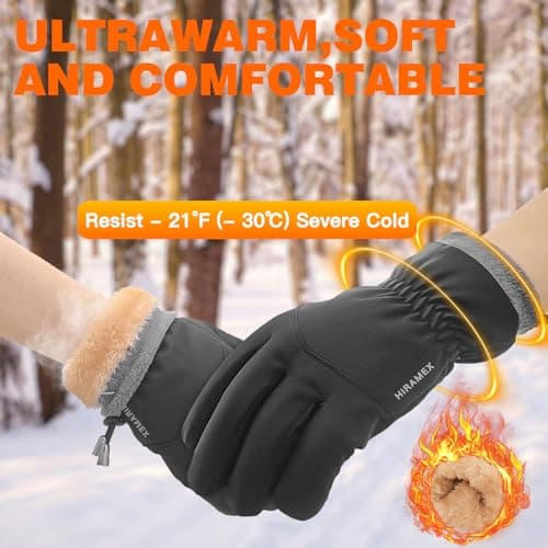 Hiramex Winter Windproof Gloves Men Women, Waterproof Warm Ski Gloves for Cold Weather, Touch Screen Snow Warm, Running Driving Cycling