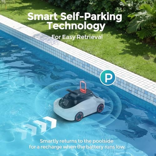 C5 Cordless Robotic Pool Cleaner with 180-Min Runtime, 2.7L Large Filter Basket & Self Parking, Pool Vacuum for Above-Ground Flat Pools up to 2200 Sq.Ft