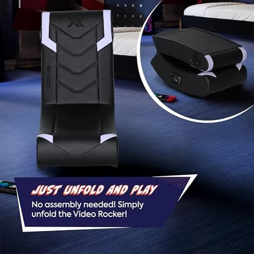 X Rocker Video Gaming Floor Rocker Chair, Built-in Audio, Foldable, for Gamers, Bedroom, or Game Room for Boys, Girls, Teens 5-17, Gifts for Gamers
