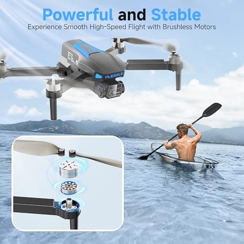 PLEGBLE Drones with Camera for Adults 4K, FPV Drone for Kids Beginners, Foldable RC Quadcopter with 3 Batteries 45 Mins Long Flight Time, Brushless Motor, One Key Start, Toys Gifts for Boys Teen Men