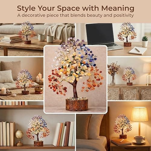 KarmaPledge 7 Chakra Tree of Life Unique Birthday Gifts for Friends, Bestie, Handmade Healing Crystal Tree for Home and Office Decor, Brings Positivity, Money, Good Luck B0GY4SPKWZ