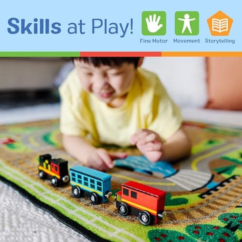 Melissa & Doug Wooden Magnetic Train Cars - 8 Piece Educational and Skill-Building Wooden Toy for Boys and Girls