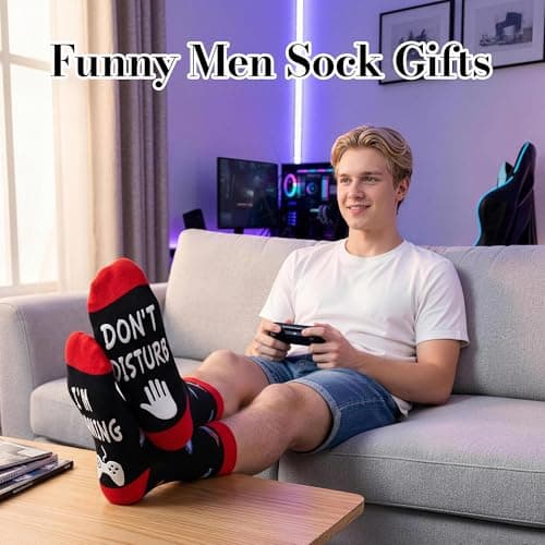 Do Not Disturb I'm Gaming Socks,Men Gifts for Men Teen Boys Dad Him Son Fathers,Valentines Christmas Stocking Stuffers