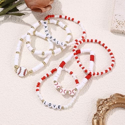 Taouzi 24 Pcs Surfer Heishi Bracelets for Women Bulk Handmade Stackable Stretch Friendship Bracelets Halloween Thanksgiving Christmas Valentines Day Jewelry Gifts for Women Men