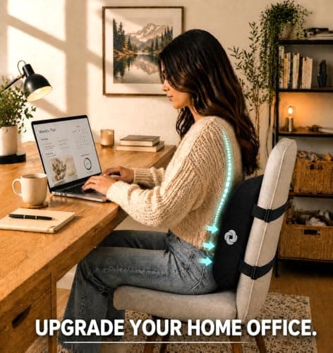 Samsonite Lumbar Support Pillow for Office Chair, Lower Back Support for Car, Back Pillow Desk Chair Cushion with Memory Foam, Improved Posture Backrest