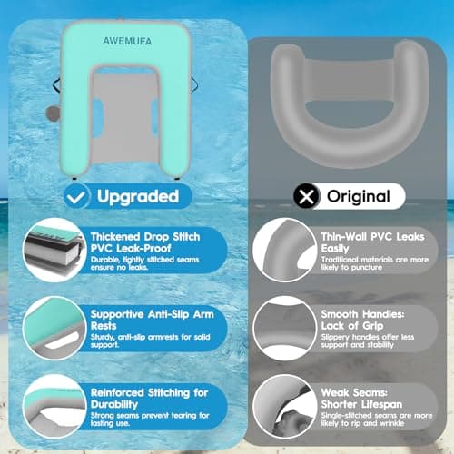 AWEMUFA Inflatable Chair for Lakes, Inflatable Floating Chair Floating Pool Lounger Float Adult, Heavy Duty Lake Floats Outside Tanning Pool Hangout Armrest Floaties