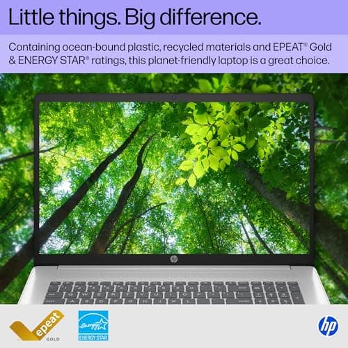 HP 17.3 inch Laptop, HD+ Display, AMD Ryzen 5 7520U, 16 GB RAM, 512 GB SSD, AMD Radeon Graphics, Windows 11 Home, Natural Silver, 17-cp2199nr