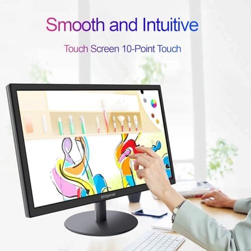 SKitphrati 18.5 Inch Touchscreen Monitor HD 1366x768, VESA Wall Mountable, 10-Points Computer Touch Screen PC Display with Type-B HDMI VGA Port, 75Hz Desktop Touch Display, Black