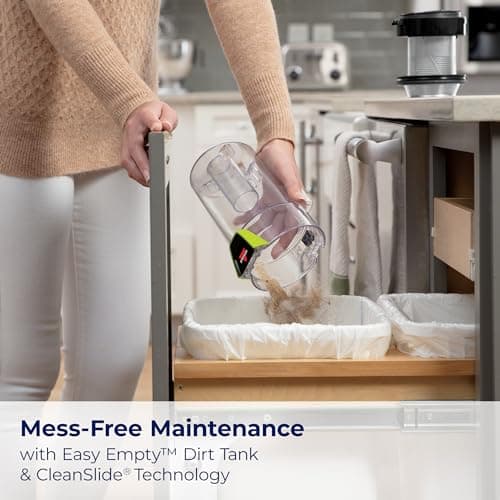 Bissell PowerGlide Slim Corded Vacuum, Powerful Pet Hair Pickup on Carpet & Hard Floors, Lightweight Swivel Steering, 3-in-1 Capabilities with Dusting & Crevice Tool, XL Tank, 3070, Black & Green