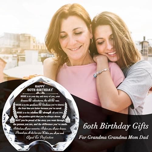 60th Birthday Gifts for Women Men - Crystal Heart Personalized 1964 60 Year Old Present for Her Him - Happy Birthday Gift Ideas for Mom Dad Unique