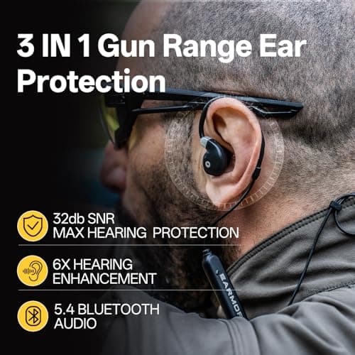 OPSMEN Bluetooth 5.4 in Ear Shooting Ear Protection, M200T Electronic Shooting Ear Buds Noise Cancelling & Sound Amplication Hearing Protection Earbuds