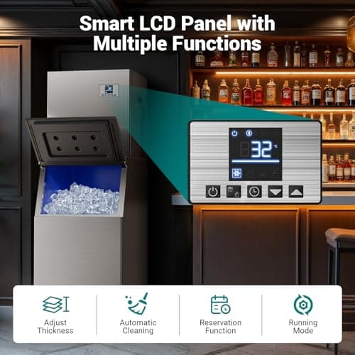 680LBS/24h & 560 LBS Storage Bin Commercial Ice Maker Machine, Ice Ready in 8-15 Min, ETL Approval Self Cleaning Stainless Steel Industrial Ice Machine for Bar Restaurant Cafe, Silver